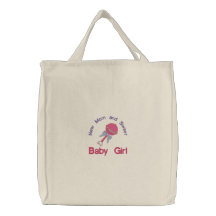 Traqueteo del bebé - rosa bolsas bordadas