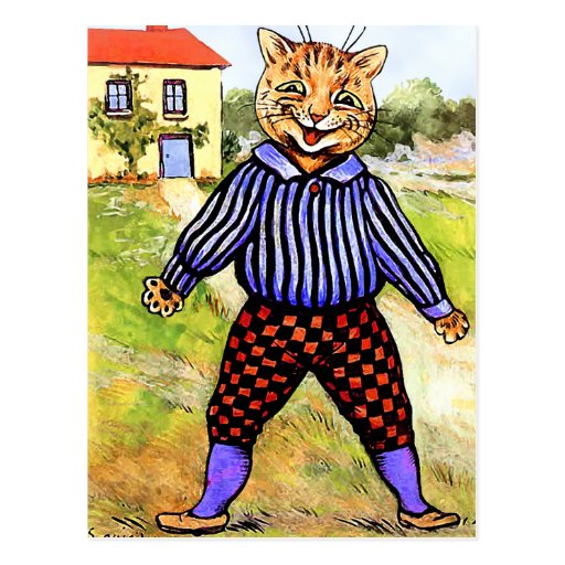 Traseros que llevan del gato de Louis Wain Tarjetas Postales