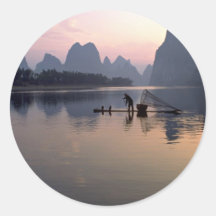 Travesía de la mañana en el río Li, Guilin, China Pegatina
