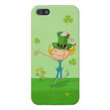 Tréboles y duendes verdes del trébol con el gorra  iPhone 5 cárcasa