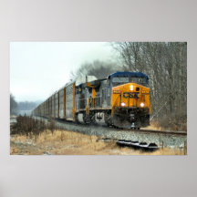 Tren de Autorack del invierno Poster