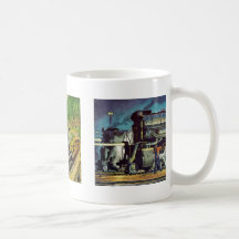 Tren de ferrocarril tazas de café