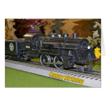 Tren del modelo de escala de O - feliz cumpleaños Felicitación