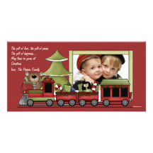 Tren del navidad - fiesta de cumpleaños del día de tarjetas fotograficas 