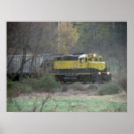 Tren en la impresión de la niebla poster