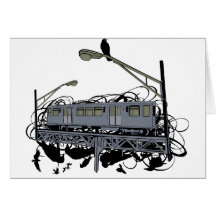 Tren ilustrado y cuervos del EL Felicitación