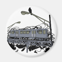 Tren ilustrado y cuervos del EL Imán Para Frigorifico
