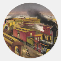 Tren nocturno de la CAMISETA Etiqueta Redonda