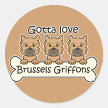 Tres Bruselas Griffons Etiqueta Redonda