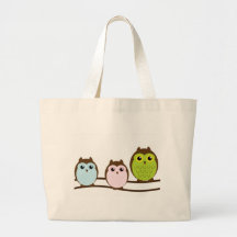 Tres búhos coloridos bolsa