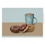 Tres buñuelos y tarjetas de felicitación del café