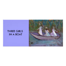 TRES CHICAS EN UN BARCO TARJETAS PUBLICITARIAS