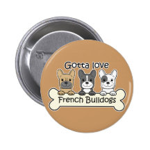 Tres dogos franceses pins