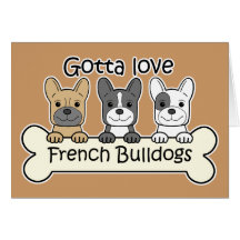 Tres dogos franceses tarjeta