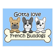 Tres dogos franceses tarjetas postales