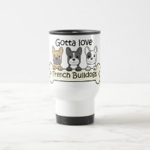 Tres dogos franceses taza de café