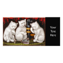 Tres gatitos blancos con resacas tarjeta fotográfica personalizada