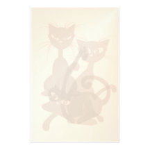 Tres gatos negros inmóviles  papeleria de diseño