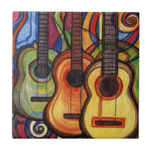 Tres guitarras azulejos ceramicos
