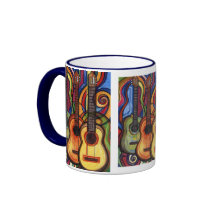 Tres guitarras tazas de café