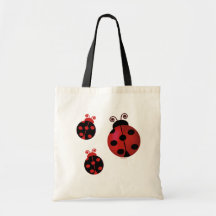Tres mariquitas bolsa lienzo