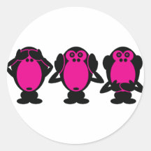 Tres monos sabios etiqueta