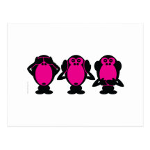 Tres monos sabios postal