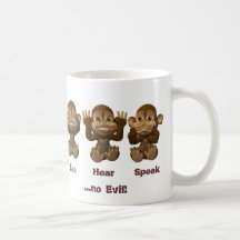 tres monos sabios taza de café