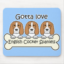 Tres perros de aguas de cocker ingleses alfombrillas de raton