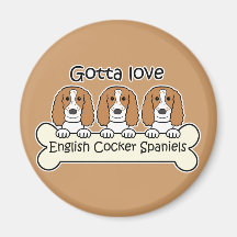 Tres perros de aguas de cocker ingleses imán de frigorífico