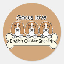Tres perros de aguas de cocker ingleses pegatina redonda