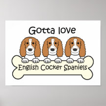 Tres perros de aguas de cocker ingleses posters