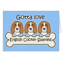 Tres perros de aguas de cocker ingleses tarjetón