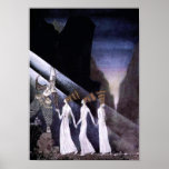 Tres princesas en la impresión azul de la montaña posters