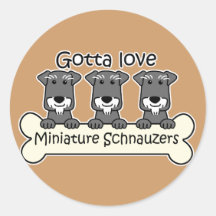 Tres Schnauzers miniatura Pegatina Redonda