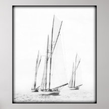 Tres Schooners que compiten con Poster