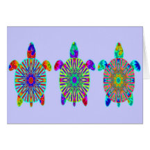 Tres tarjetas coloridas de las tortugas