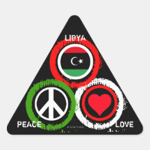 Triángulo del pegatina de la paz del amor de Libia