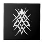 Tribal blanco negro clásico elegante simple fresco azulejo cerámica