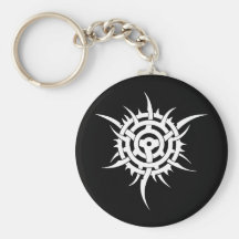Tribal blanco negro clásico elegante simple fresco llavero personalizado