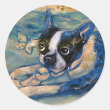 Tributo de la felicidad de Boston Terrier Pegatinas Redondas