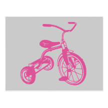 Triciclo rosado tarjetas postales