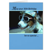 trigésimo Cumpleaños, perro en las gafas de sol, d Tarjeton