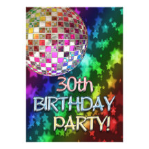 trigésimo fiesta con la bola de discoteca y el arc invitacion personalizada
