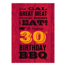 trigésimo Parrilla del Bbq del cumpleaños hacia fu Invitaciones Personalizada