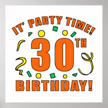 trigésimo Tiempo de la fiesta de cumpleaños Poster