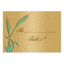 Trigo "tarjetas del boda del oro de la aguamarina  tarjetas de visita