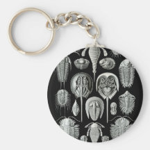 Trilobites y fósiles en blanco y negro llavero