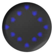 Trío azul del corazón plato