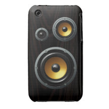 Trío de madera retro de moda del altavoz del grano iPhone 3 Case-Mate carcasas